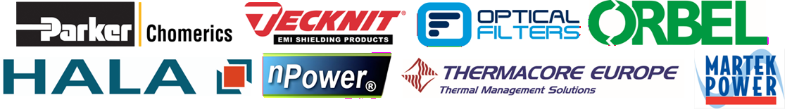 Parker Chomerics, Tecknit, Optical Filters, Orbel, Hala, Npower, Thermacore, Martek Power